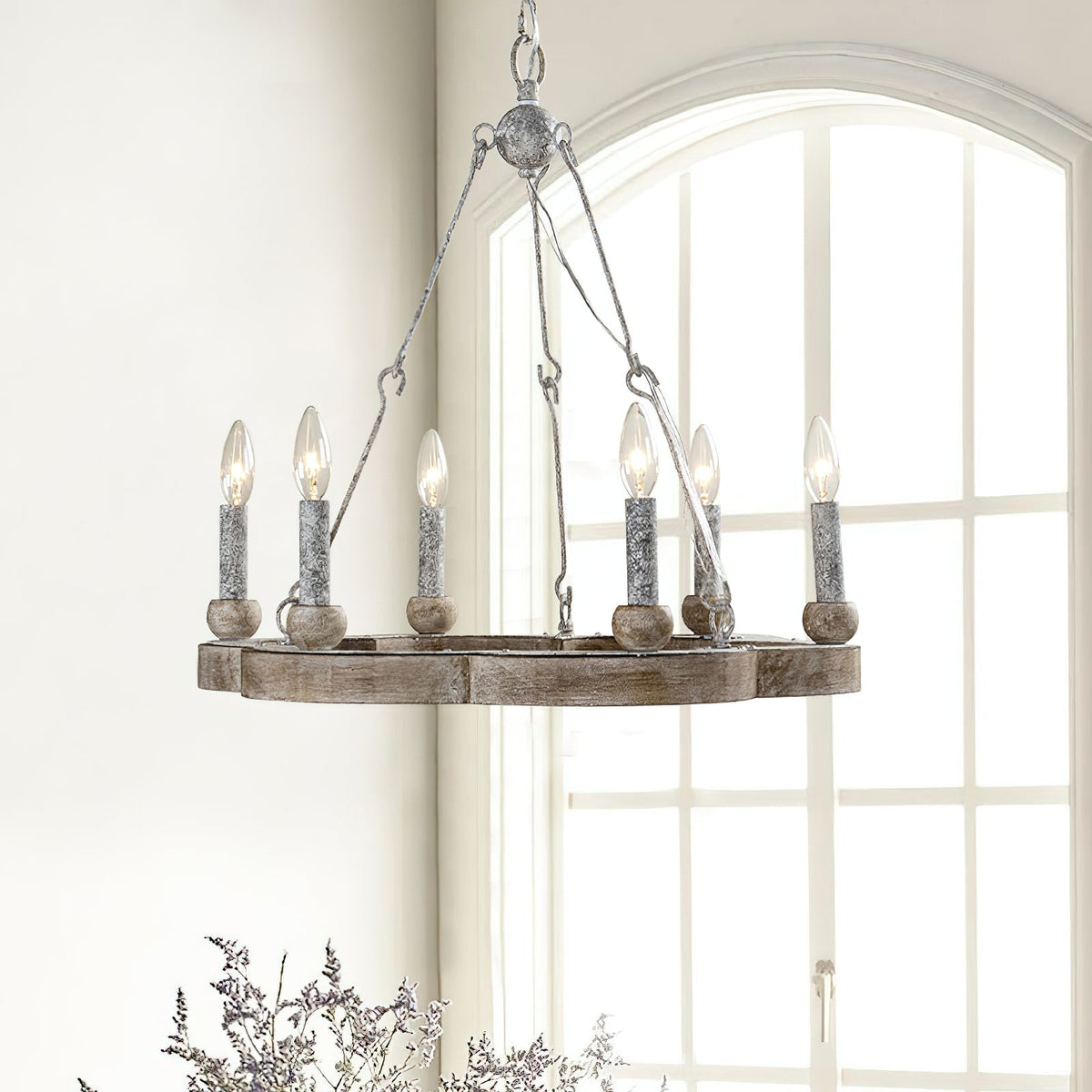 Venezia Wood Wheel Chandelier - view 6