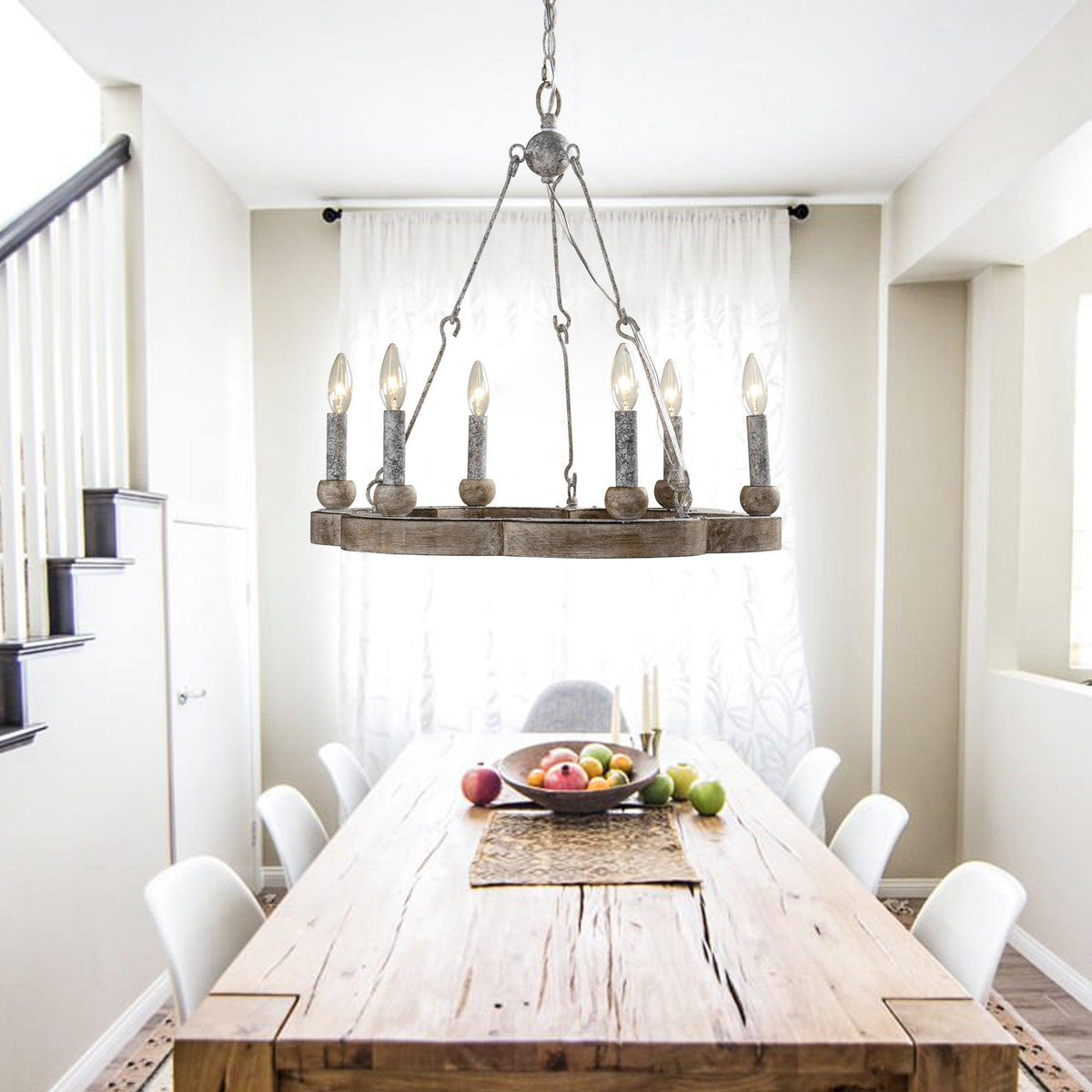 Venezia Wood Wheel Chandelier - view 9