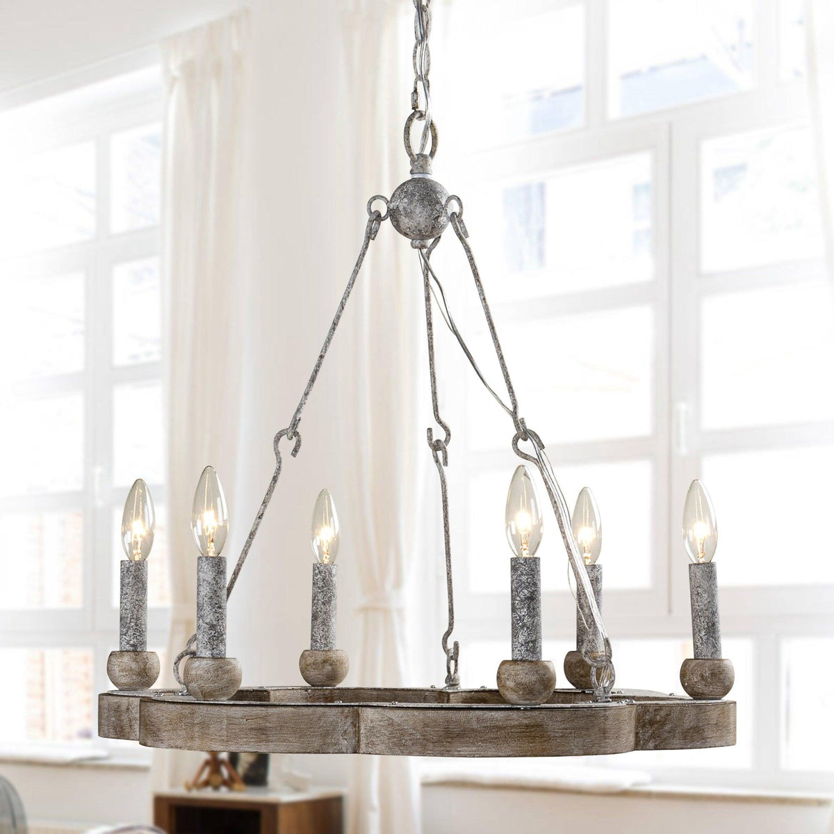 Venezia Wood Wheel Chandelier - view 5