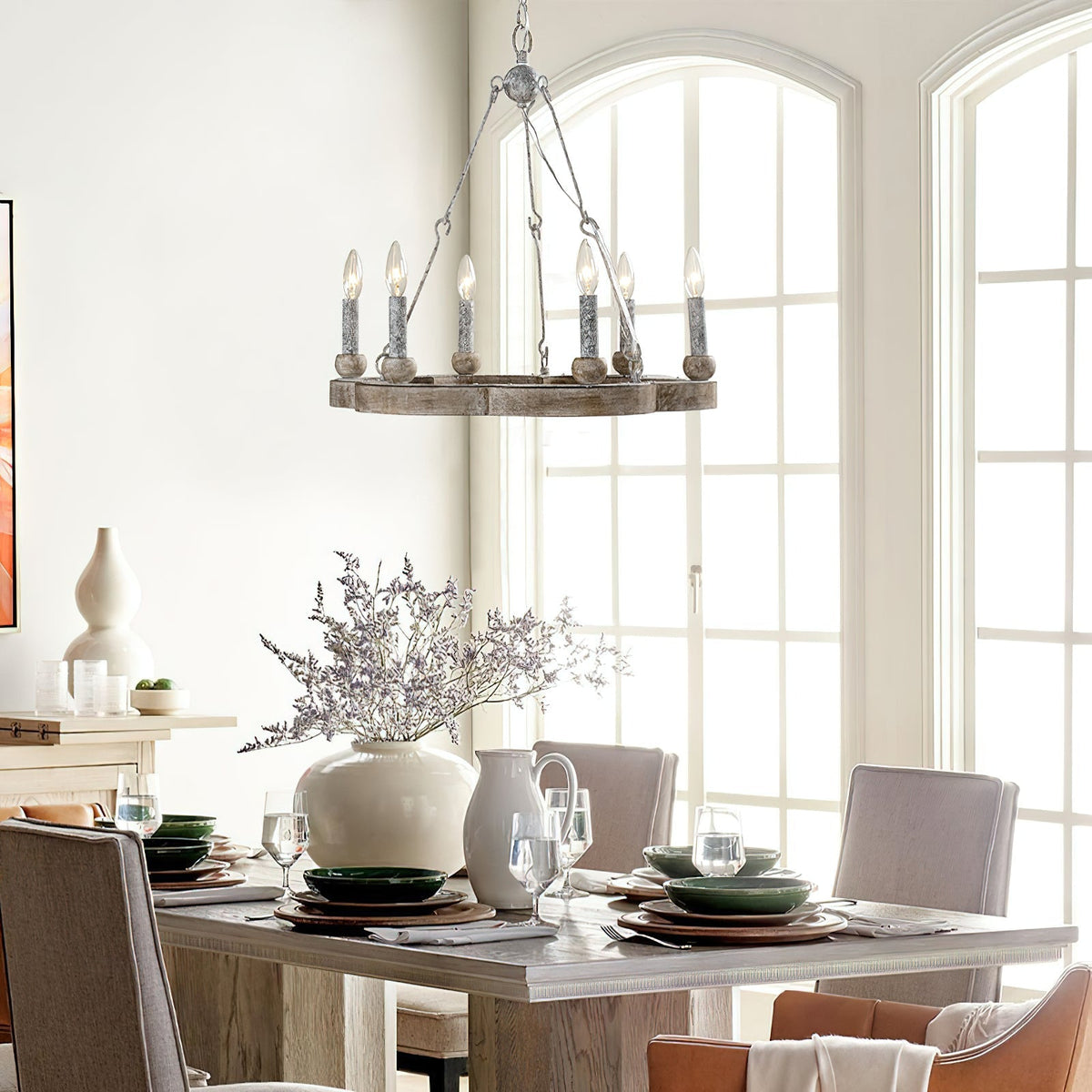 Venezia Wood Wheel Chandelier - view 12