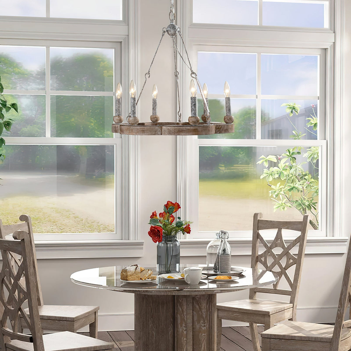 Venezia Wood Wheel Chandelier - view 19