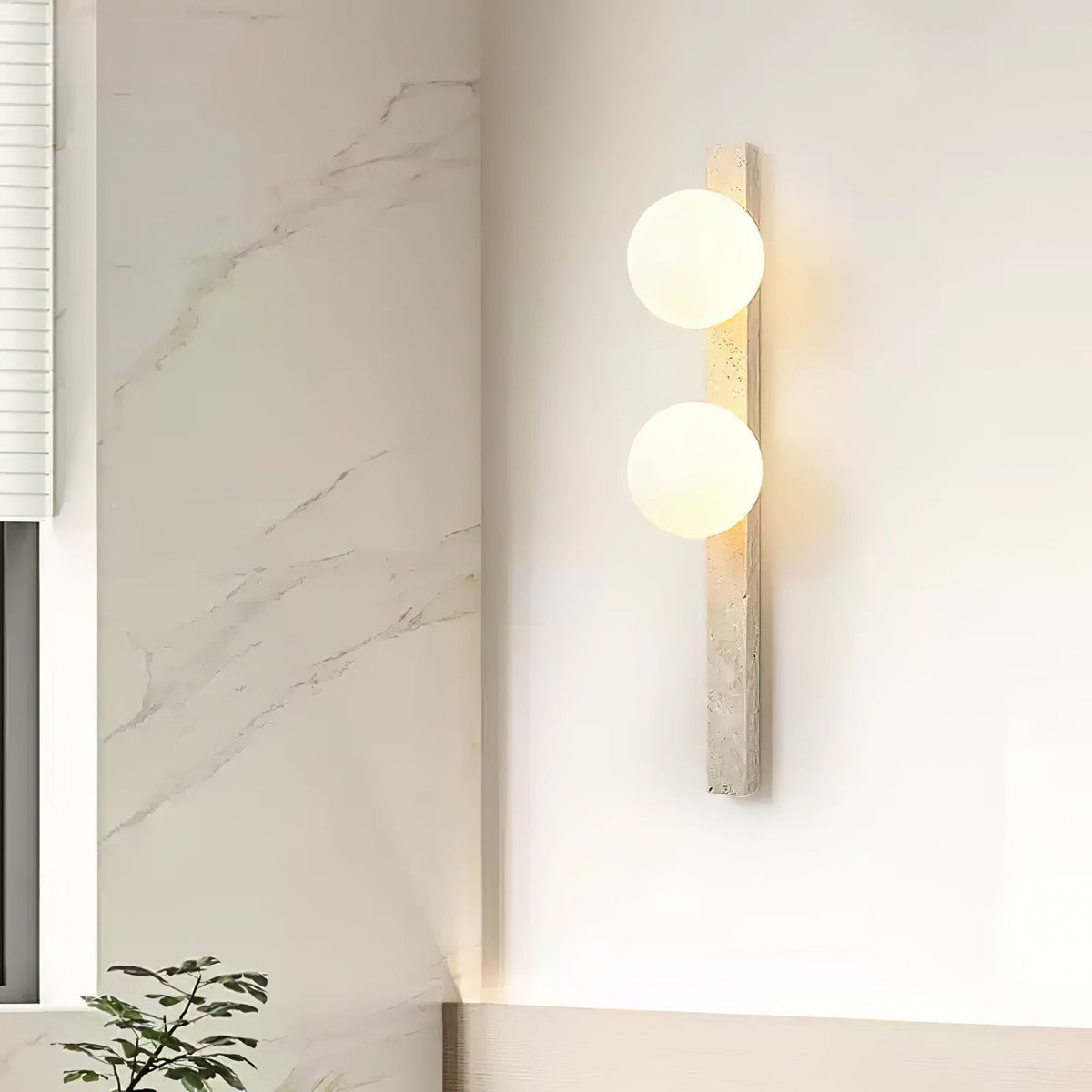 Vertical Travertine Wall Sconce