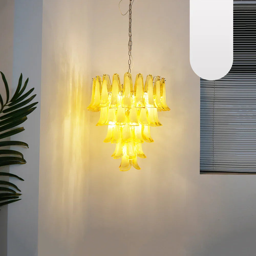 Vintage Caramel Murano Glass Petals Chandelier - view 13