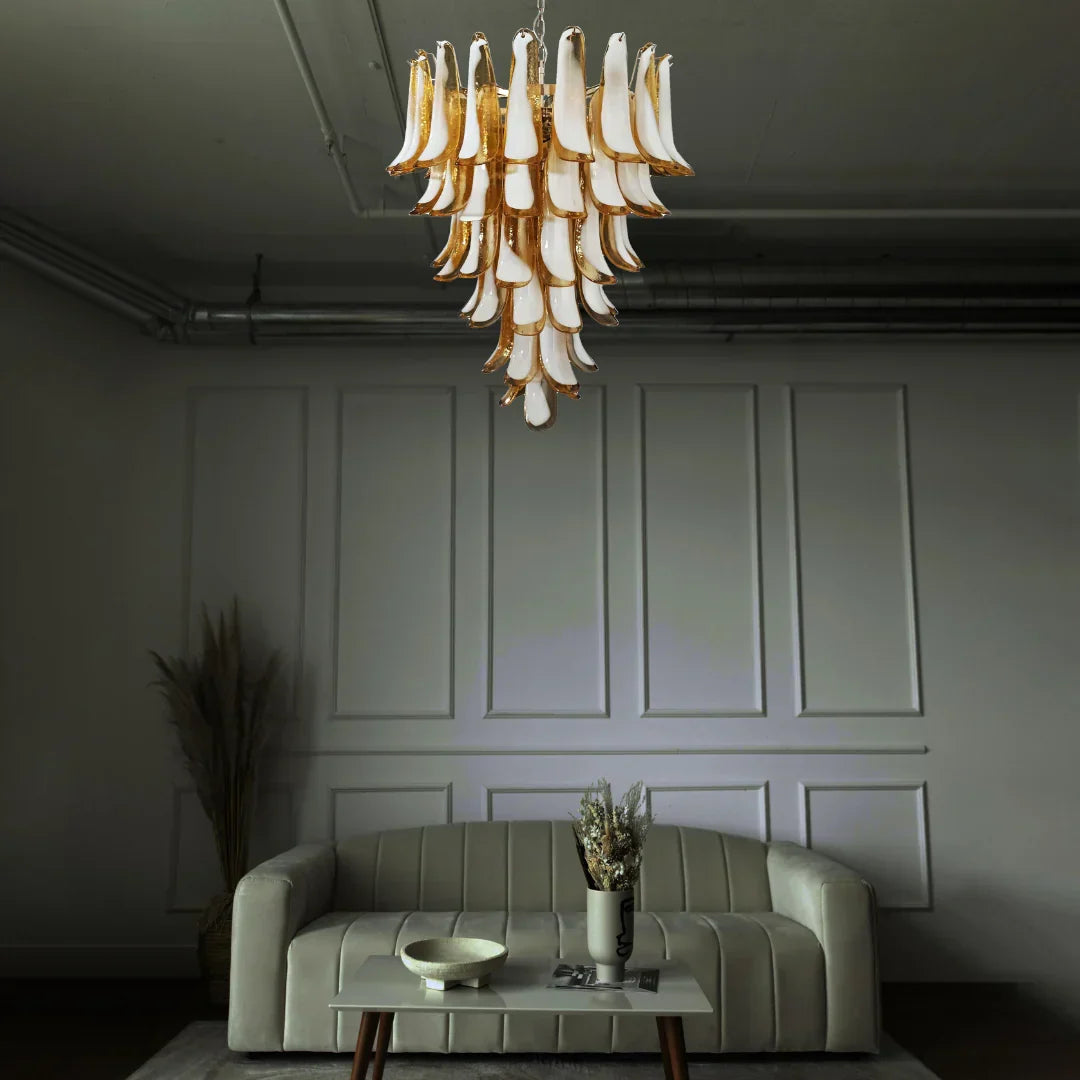 Vintage Murano Caramel Glass Petals Chandelier - view 8
