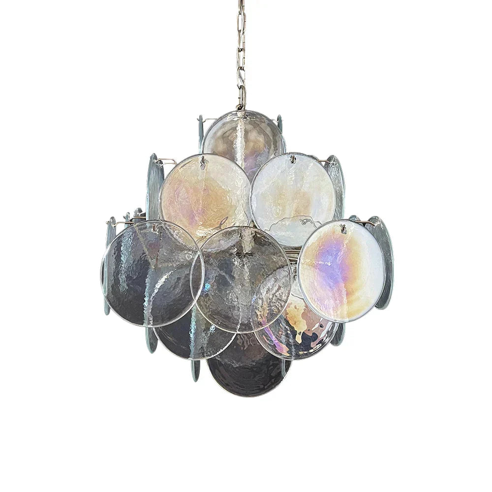 Vintage Murano Iridescent Disks Chandelier - view 18