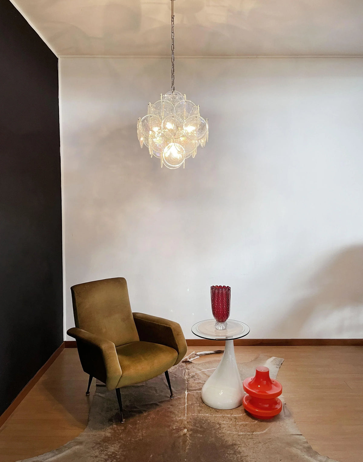 Vintage Murano Iridescent Disks Chandelier - view 3