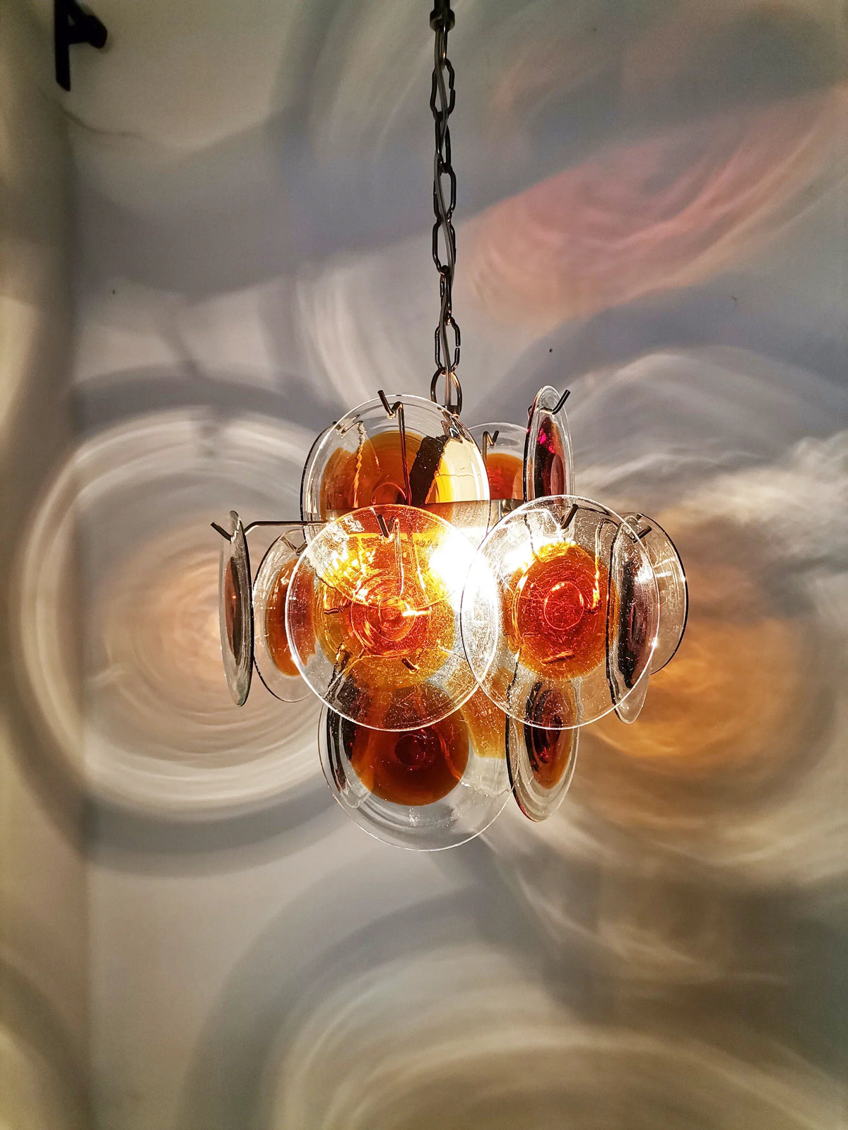 Vintage Murano Orange Brown Chandelier