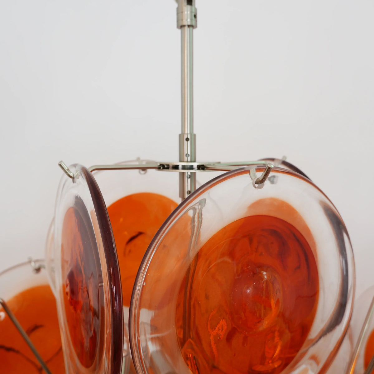 Vintage Murano Orange Brown Transparent Disc Chandelier - view 19