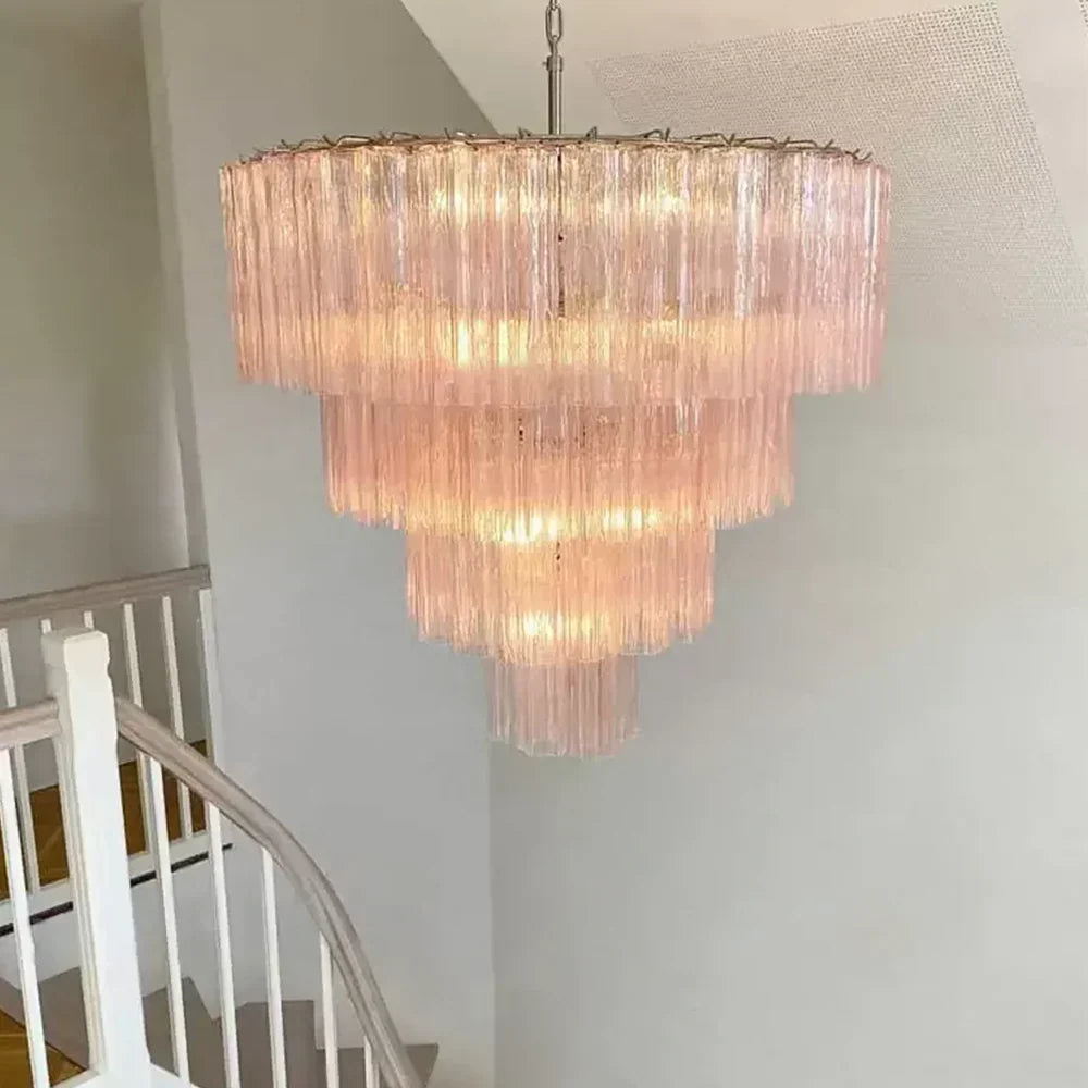 Vintage Murano Pink Glass Chandelier - view 2