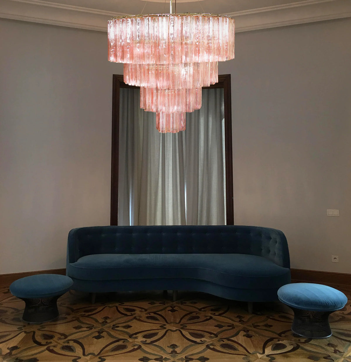 Vintage Murano Pink Glass Chandelier - view 7