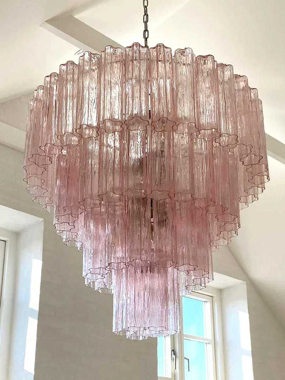 Vintage Murano Pink Glass Chandelier - view 8