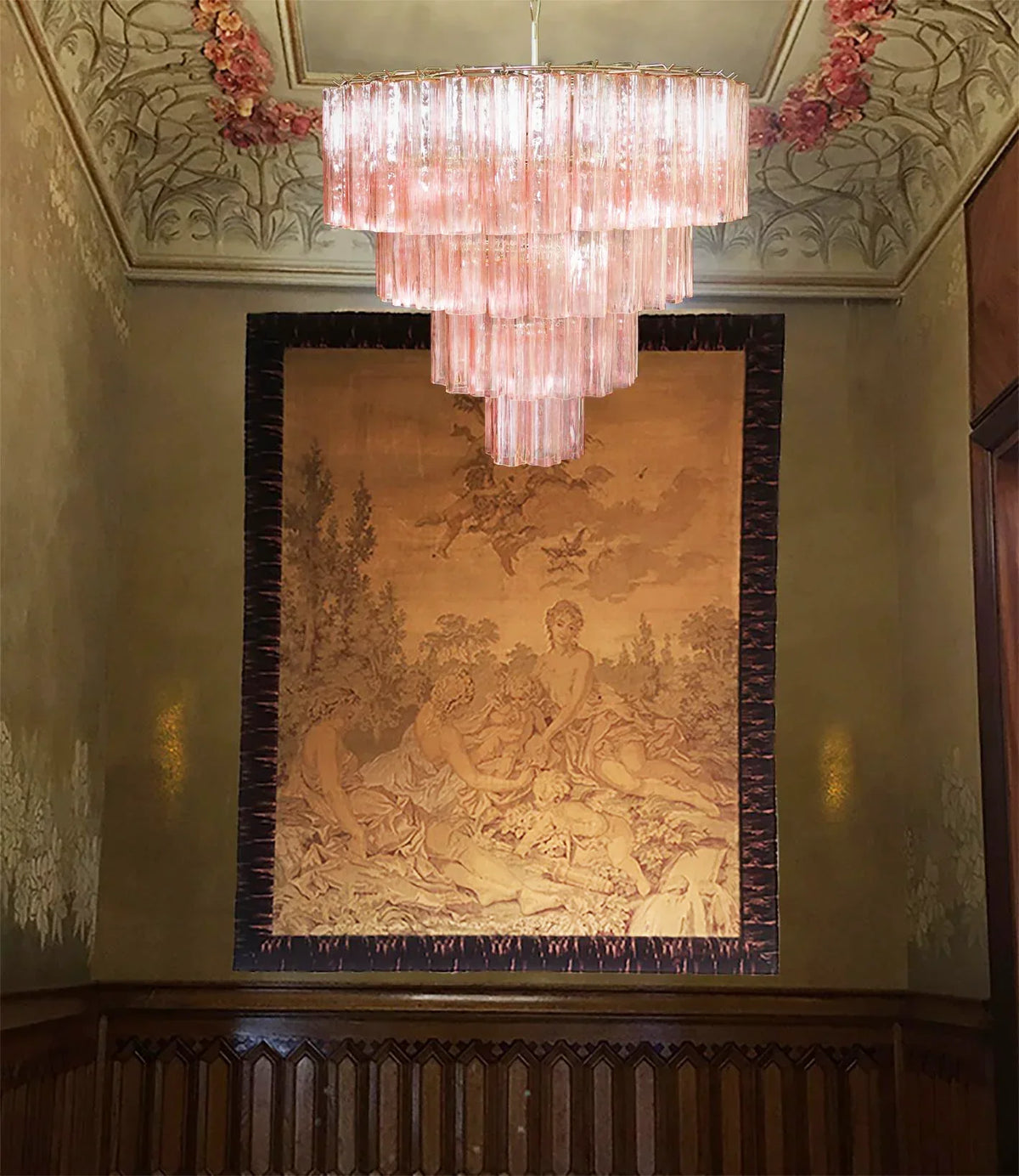 Vintage Murano Pink Glass Chandelier - view 6