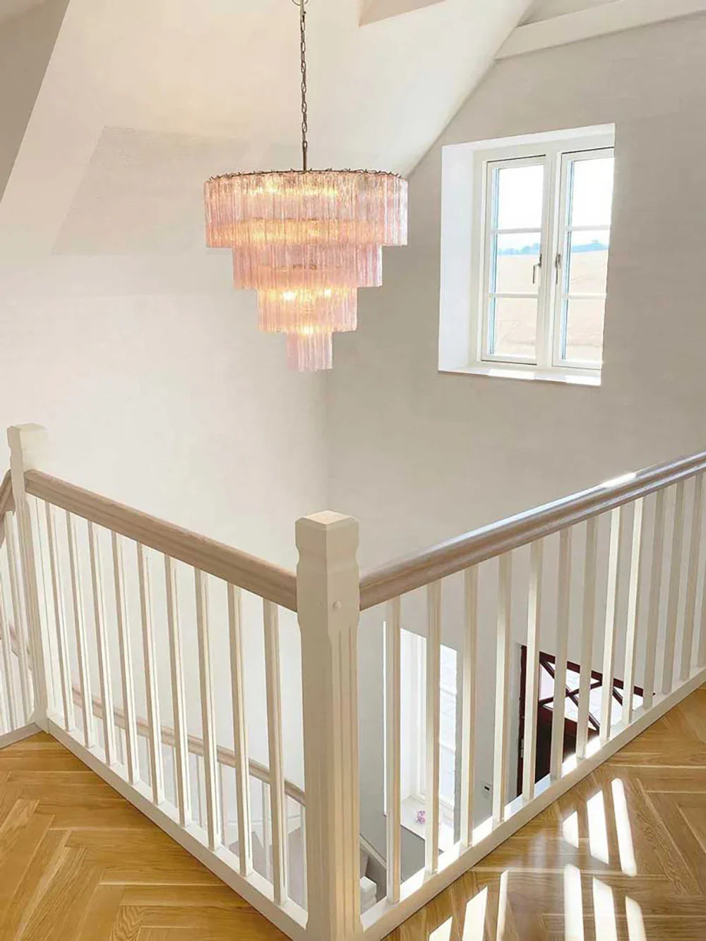 Vintage Murano Pink Glass Chandelier - view 3
