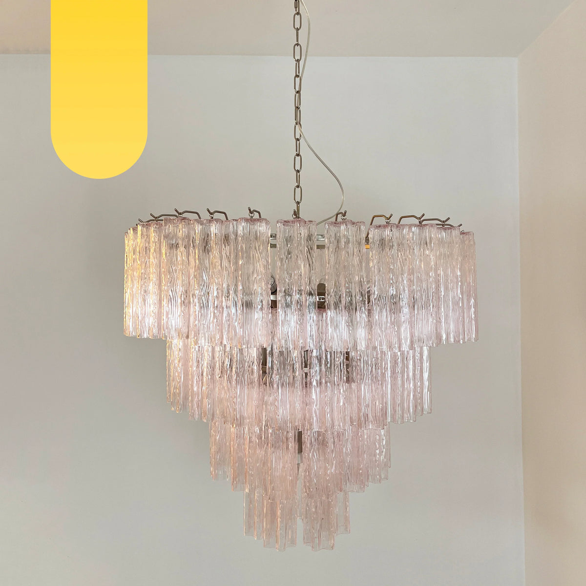 Vintage Murano Pink Glass Chandelier - view 17