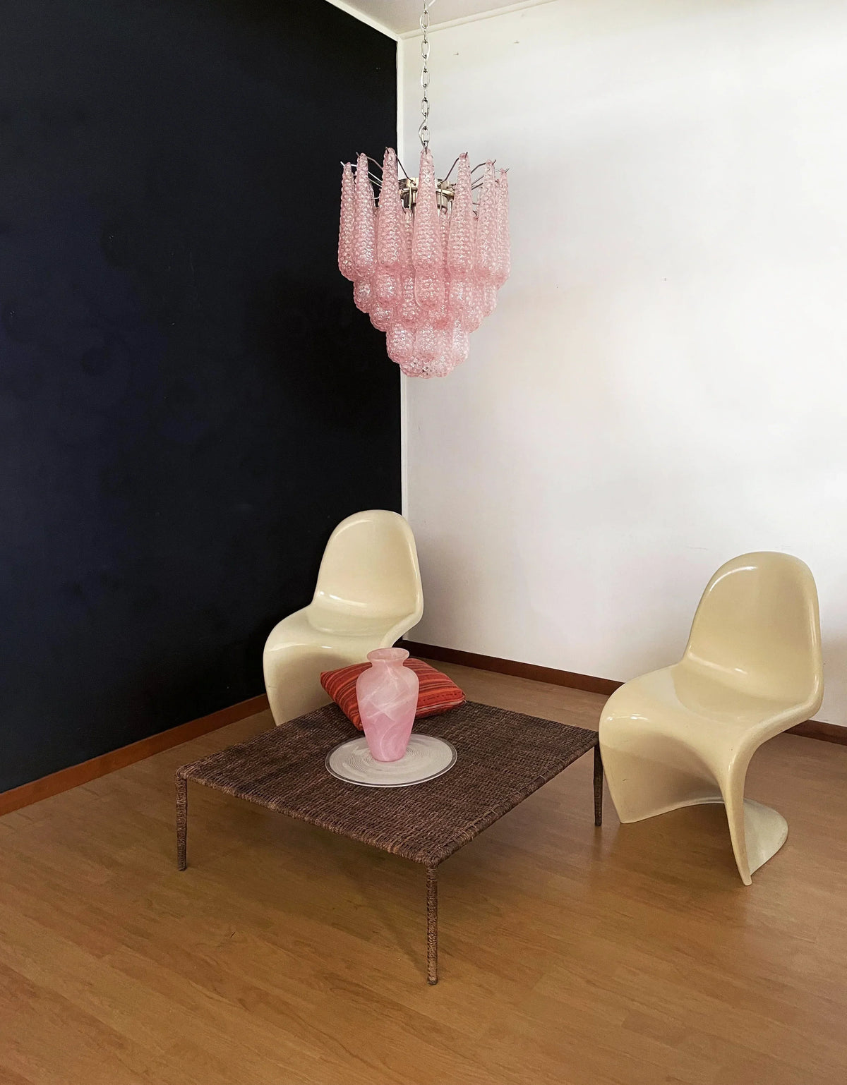 Vintage Murano Pink Glass Petals Chandelier 1 - view 6