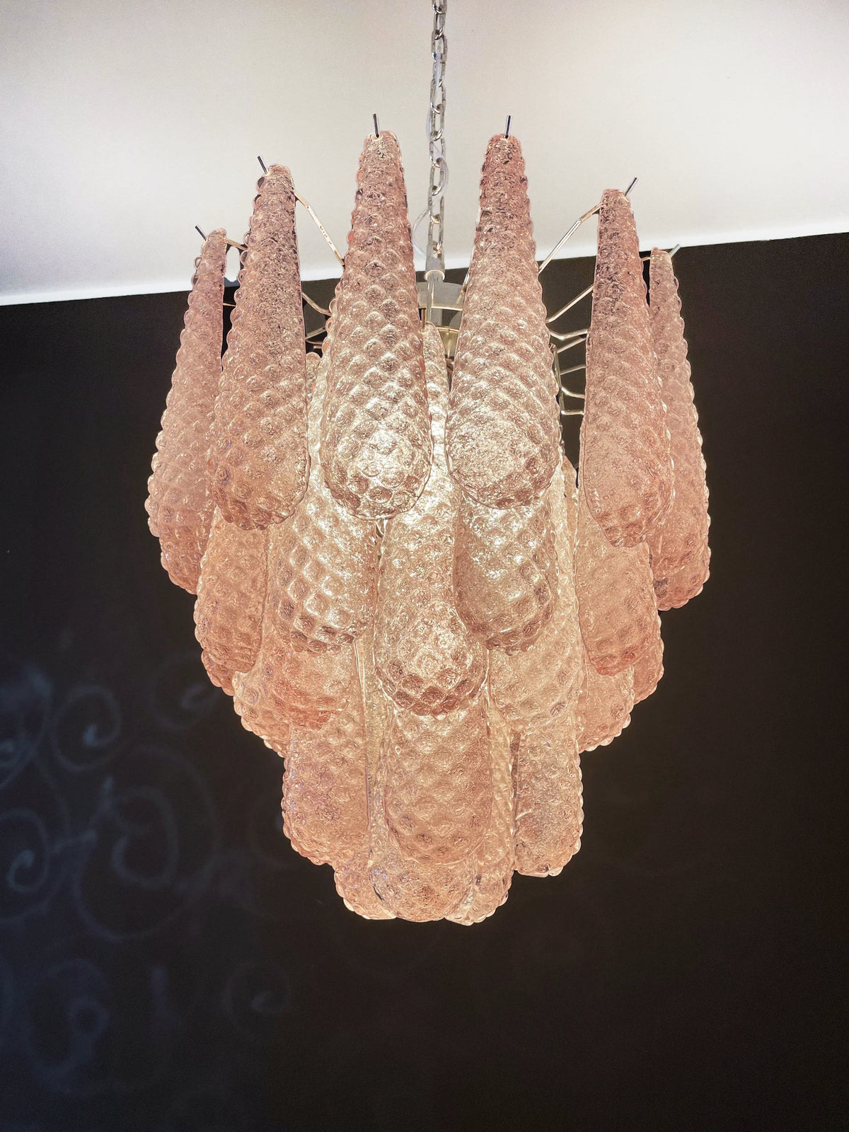 Vintage Murano Pink Glass Petals Chandelier 1 - view 14
