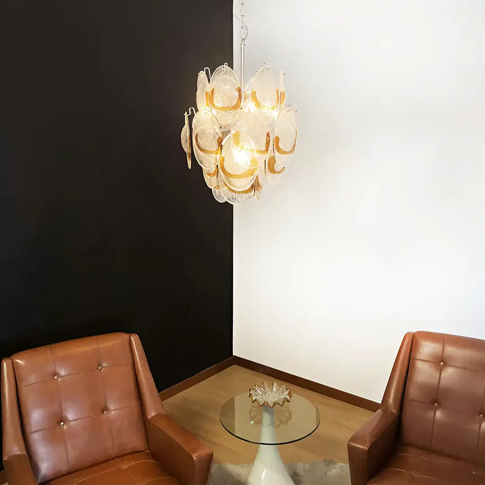 Vintage Murano Transparent Amber Chandelier - view 2