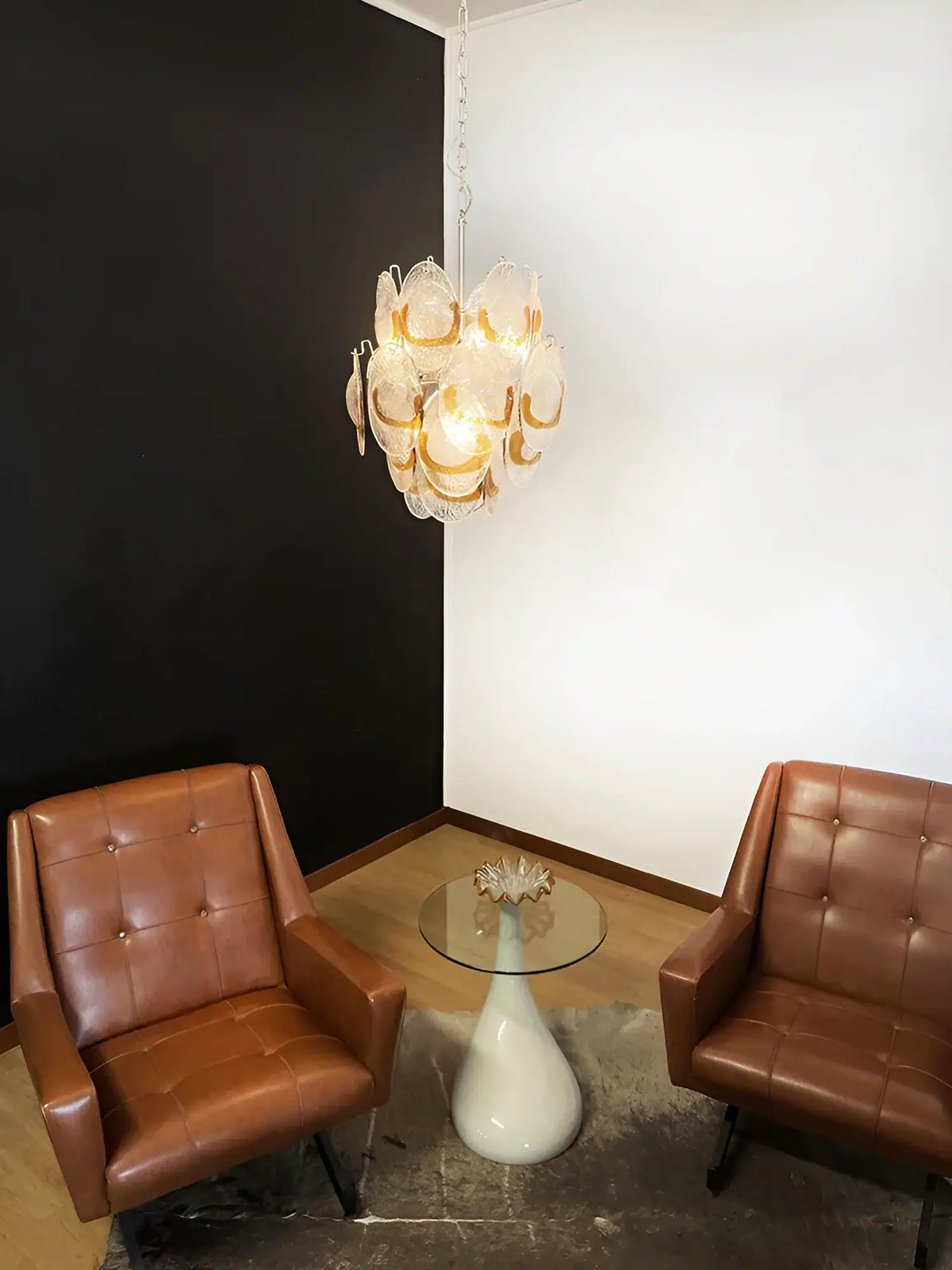 Vintage Murano Transparent Amber Chandelier - view 3