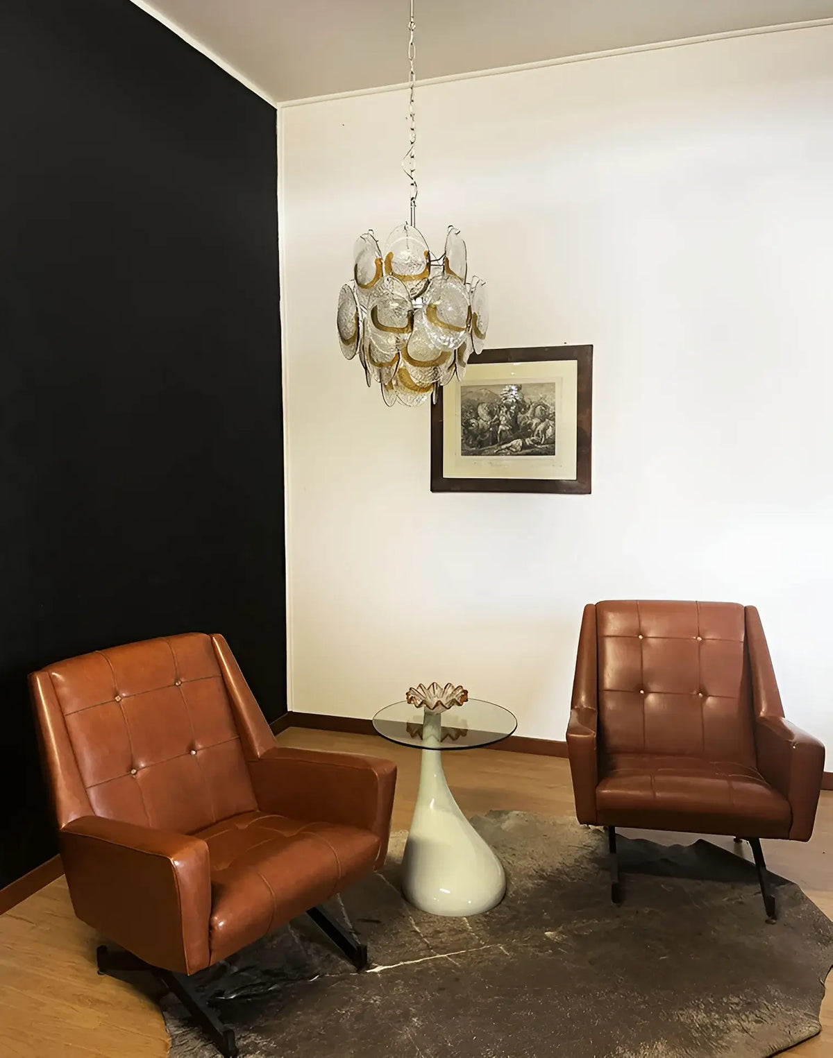 Vintage Murano Transparent Amber Chandelier - view 7