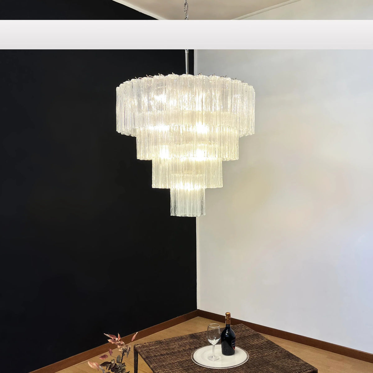 Vintage Murano Transparent Glass Chandelier - view 22