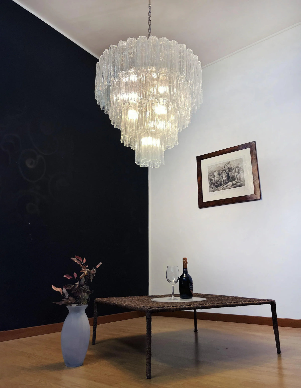 Vintage Murano Transparent Glass Chandelier - view 8