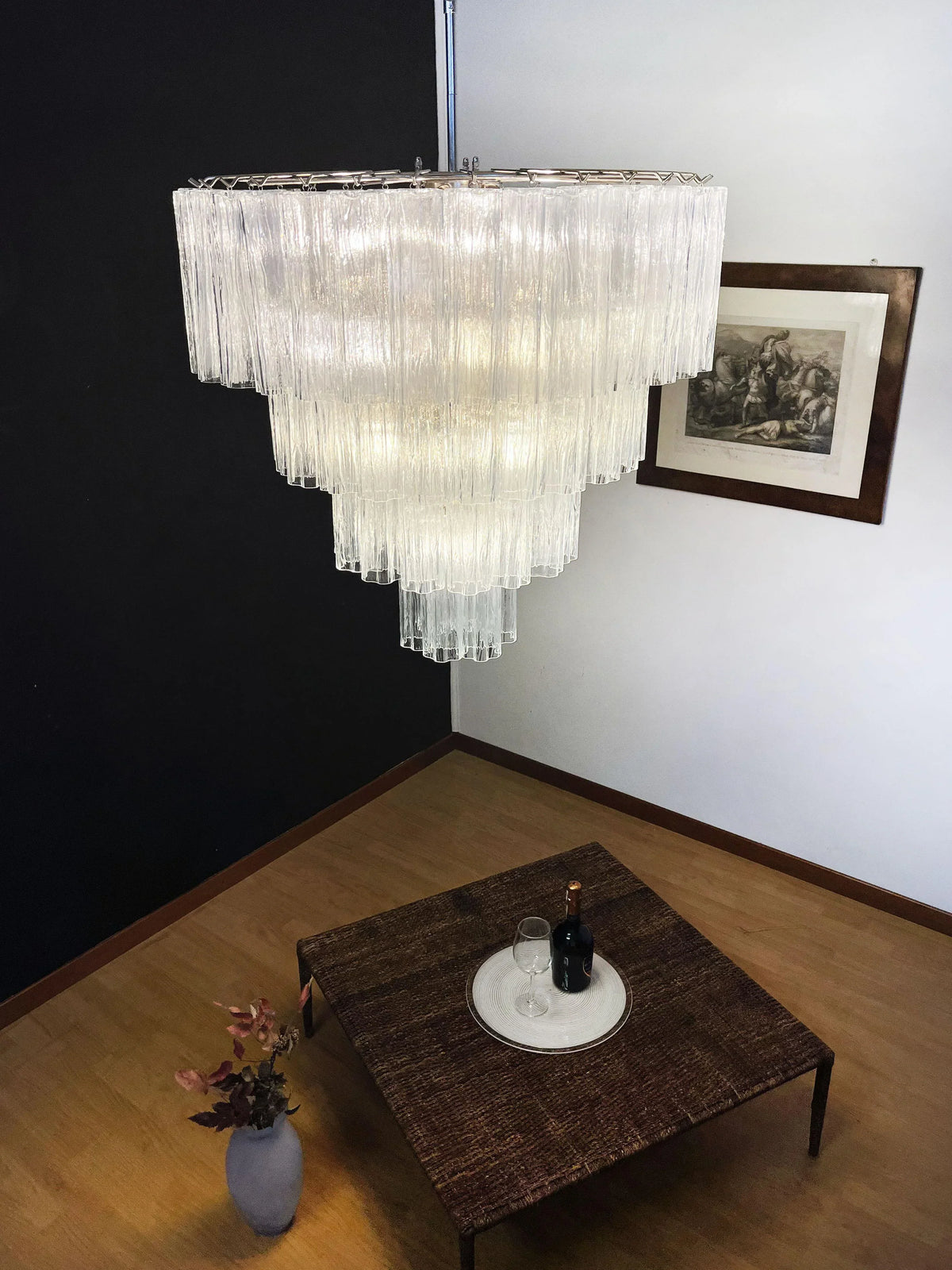 Vintage Murano Transparent Glass Chandelier - view 9