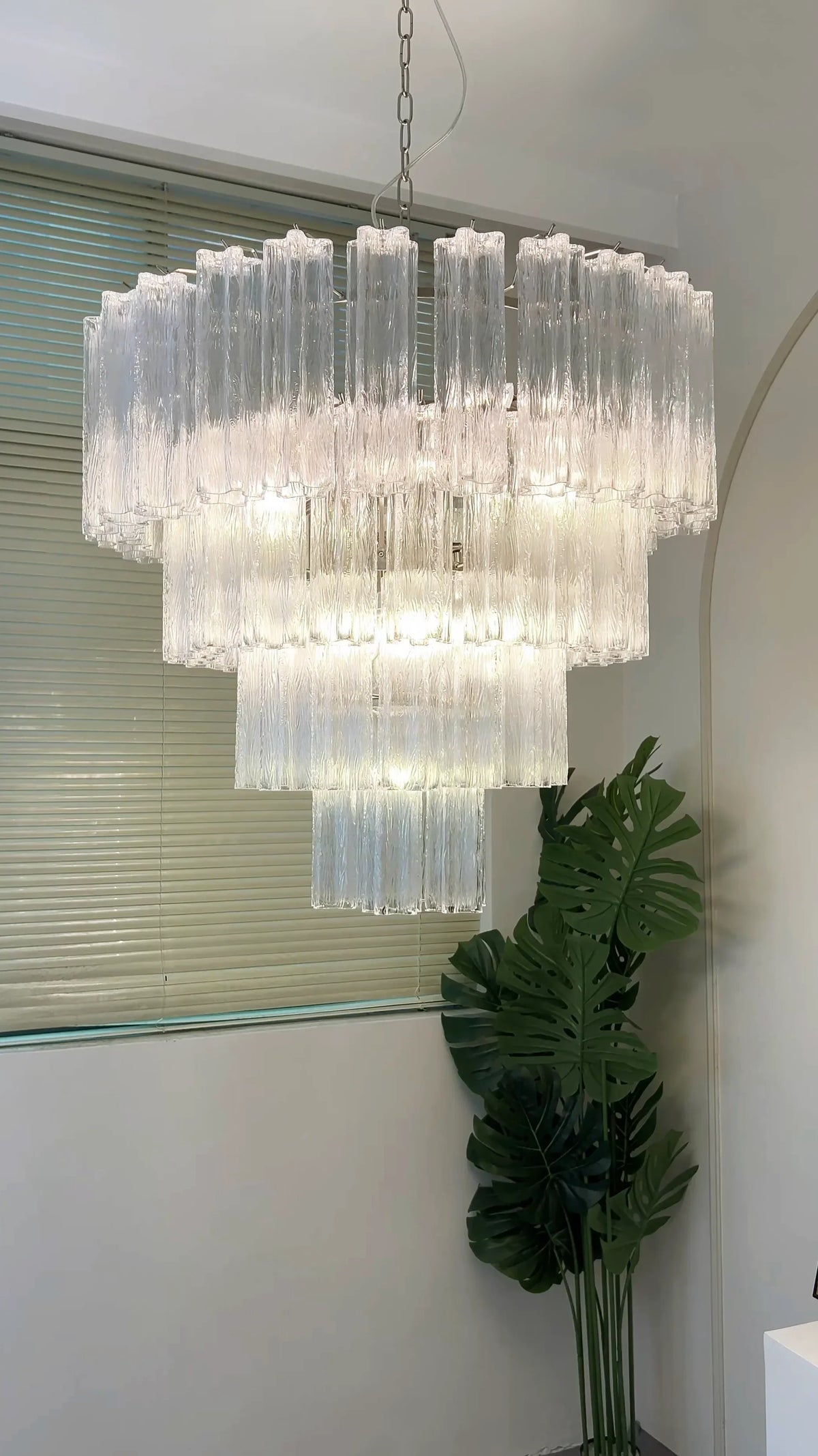 Vintage Murano Transparent Glass Chandelier - view 4