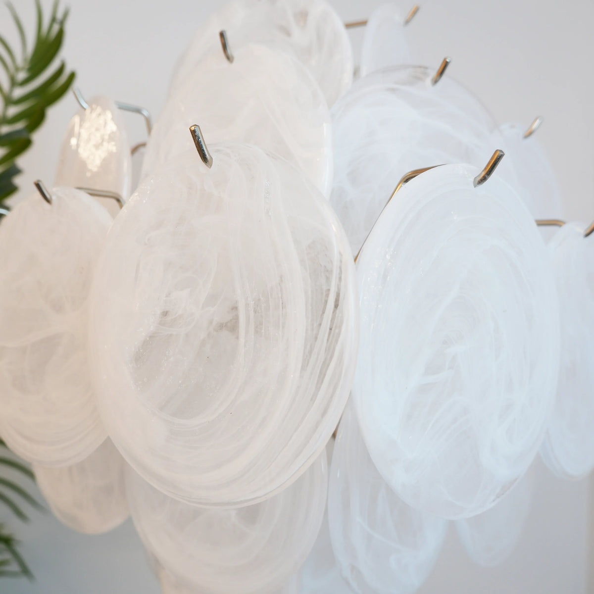Vintage Murano White Disks Chandelier