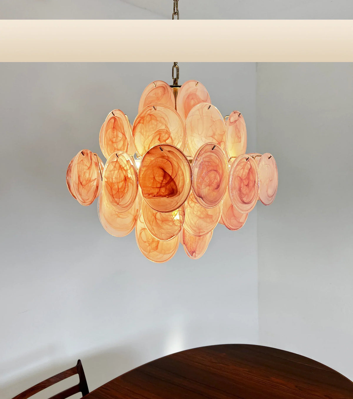 Vintage Murano Pink Disks Chandelier - view 15