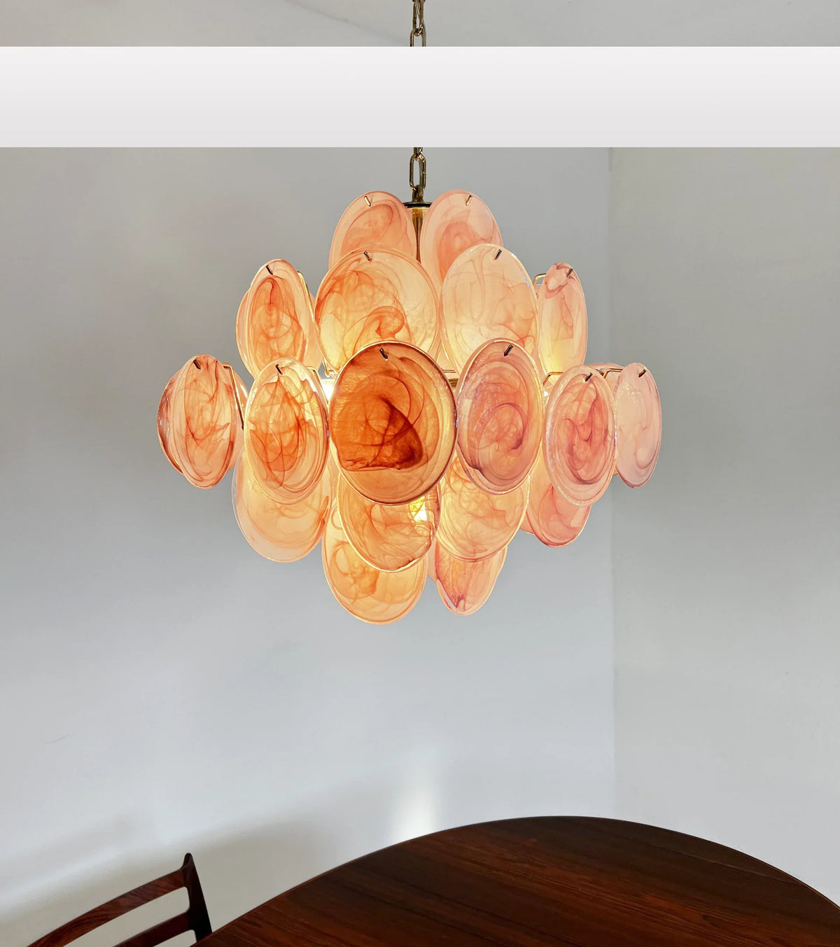 Vintage Murano Pink Disks Chandelier - view 16