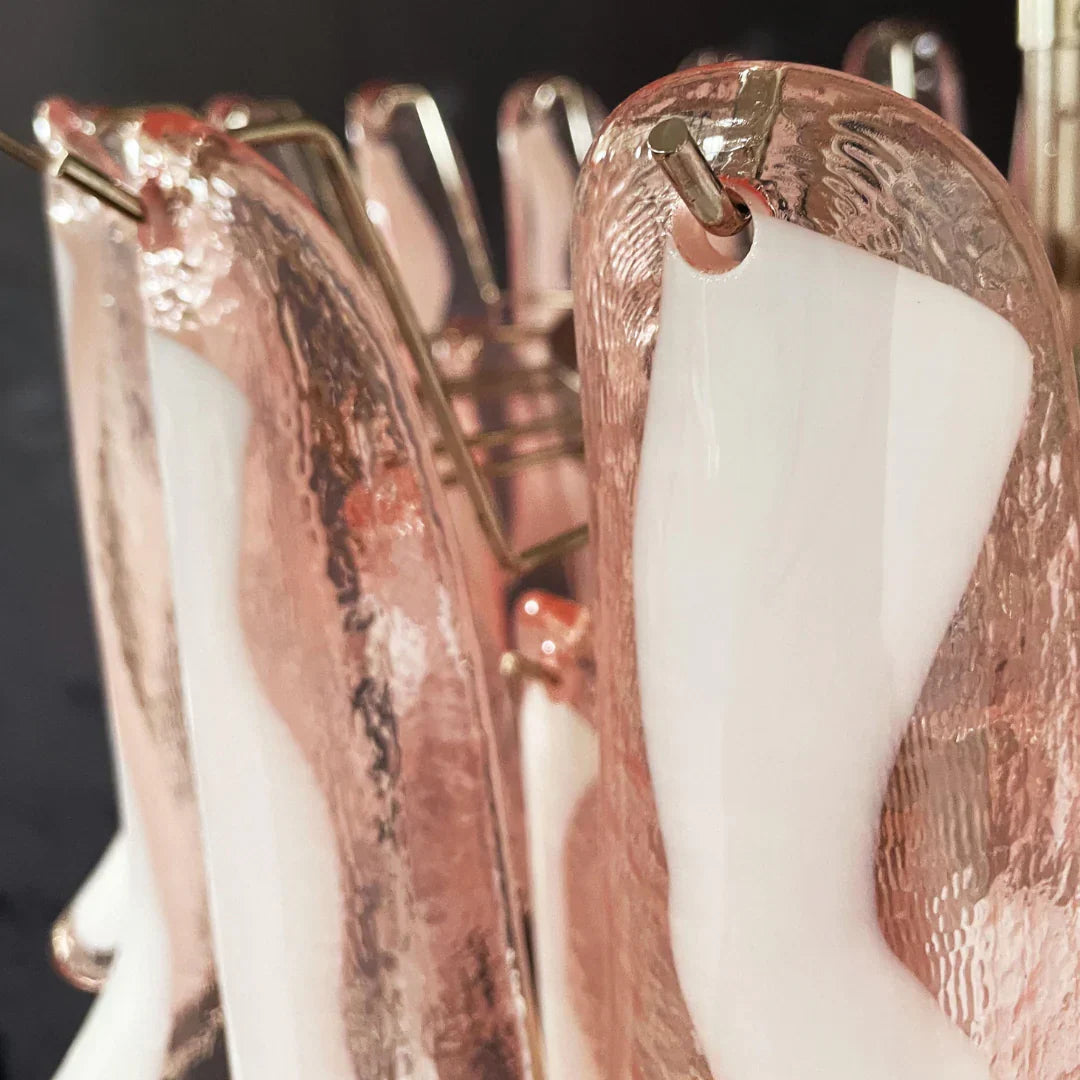 Vintage Pink Murano Glass Petals Chandelier