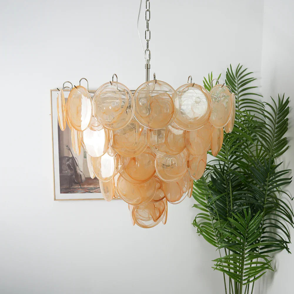Elegant Gold Murano Disc Chandelier - view 2