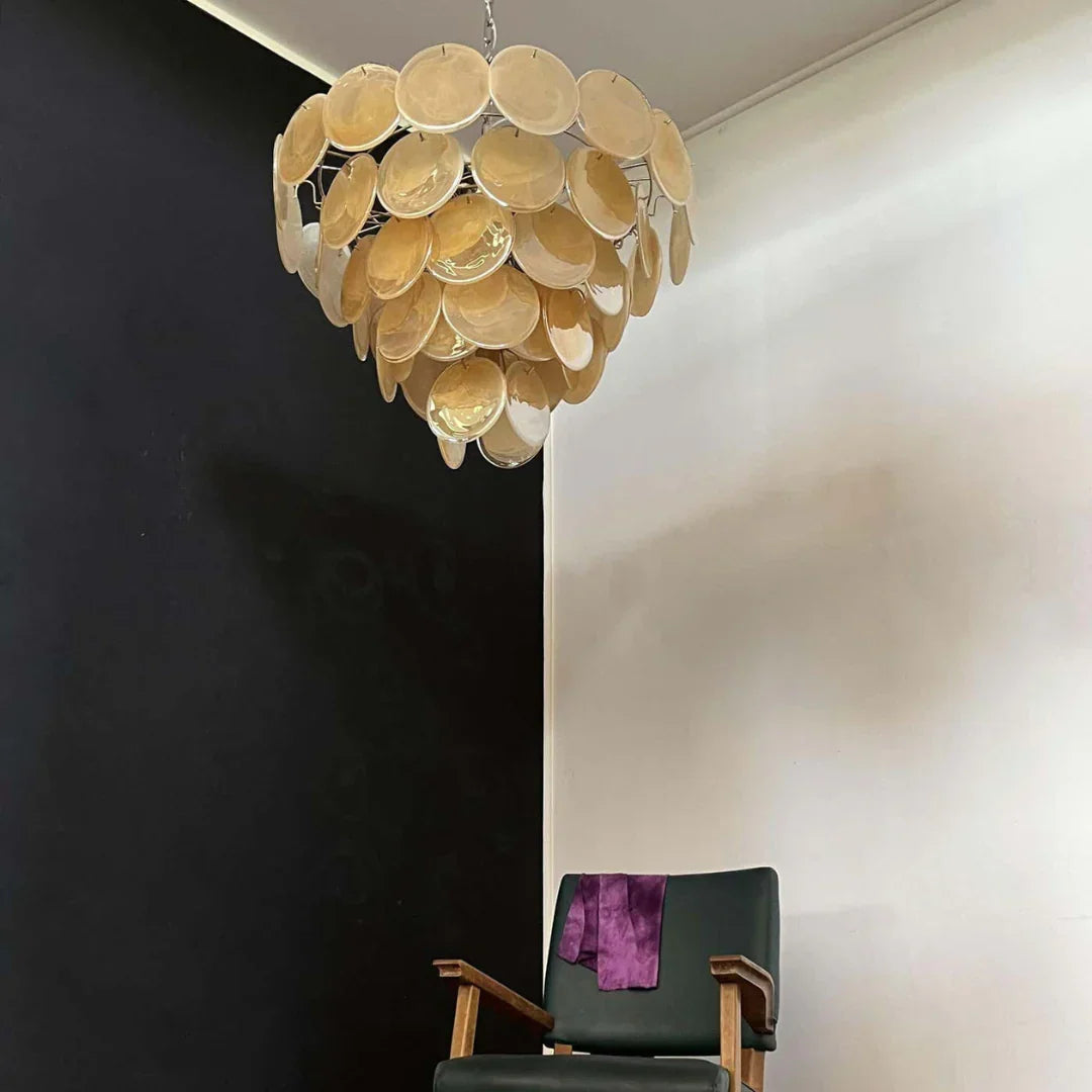 Elegant Gold Murano Disc Chandelier - view 16