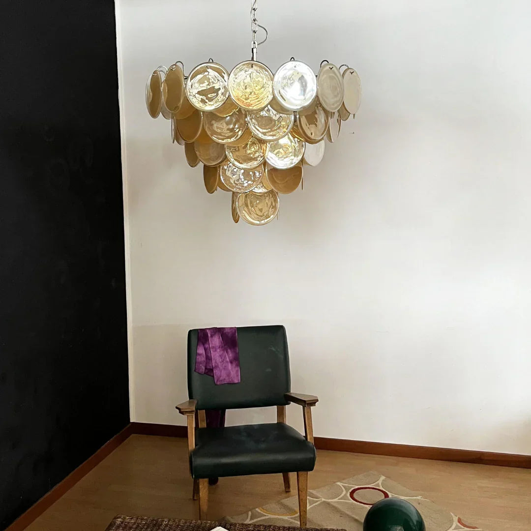Elegant Gold Murano Disc Chandelier - view 7