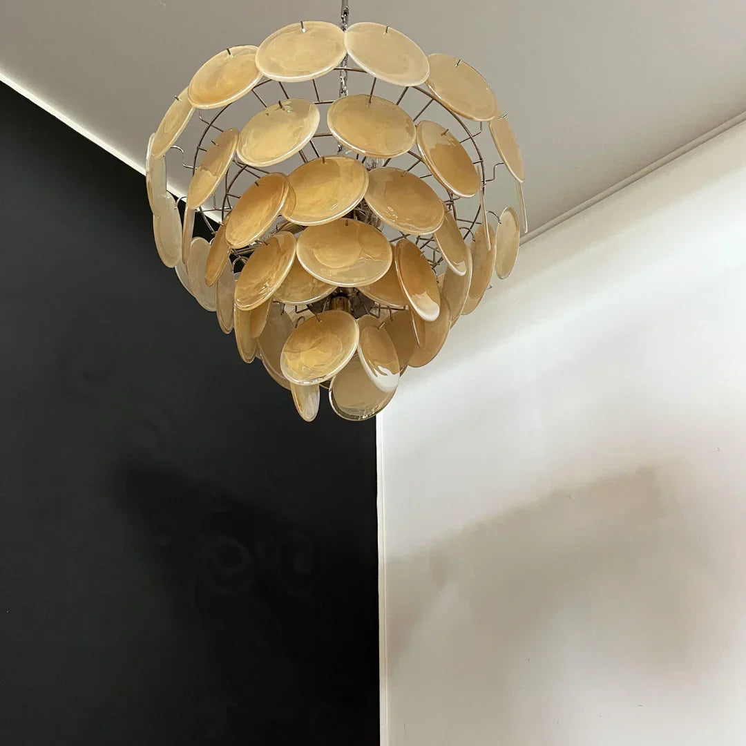 Elegant Gold Murano Disc Chandelier - view 17