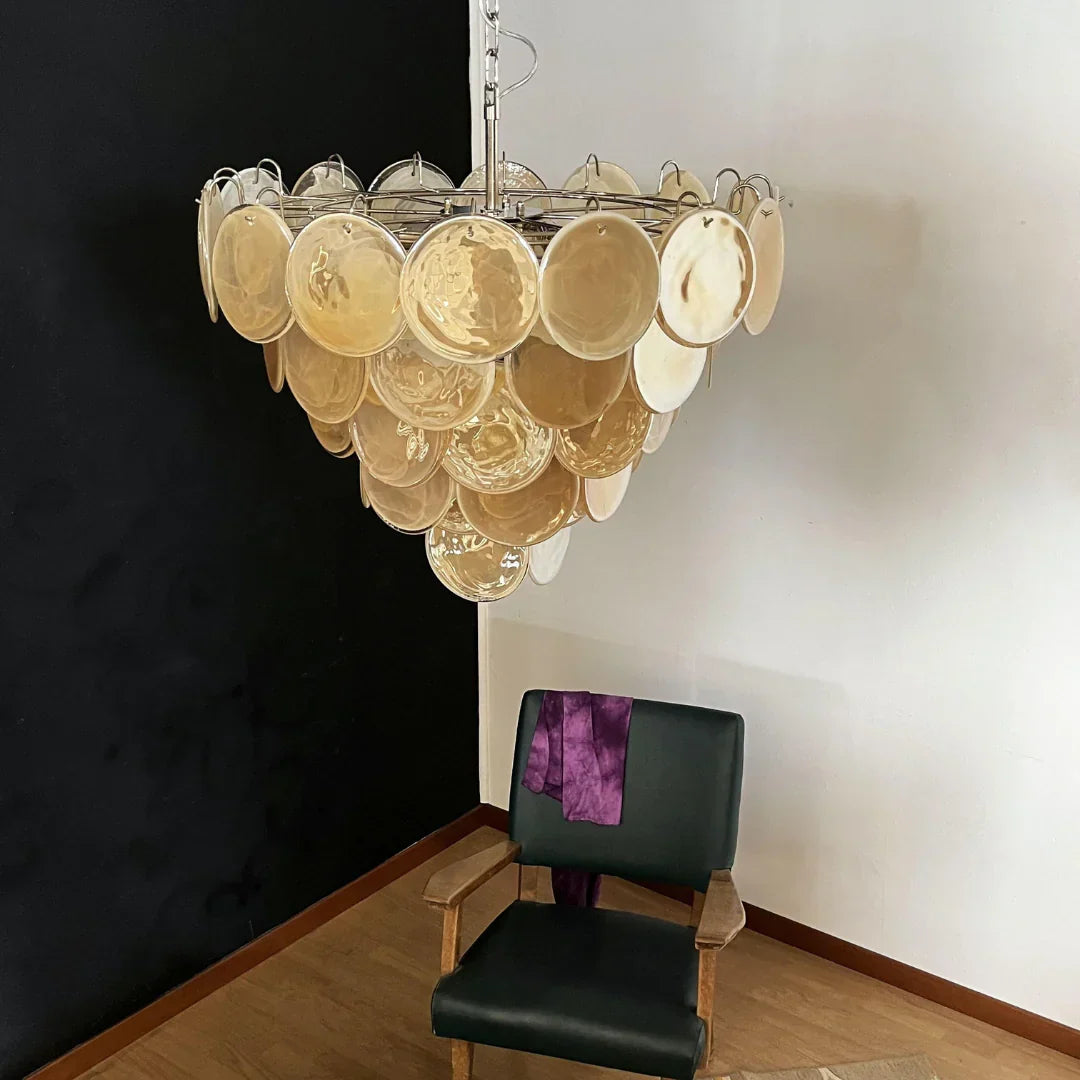 Elegant Gold Murano Disc Chandelier - view 15