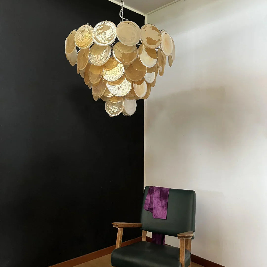 Elegant Gold Murano Disc Chandelier - view 14