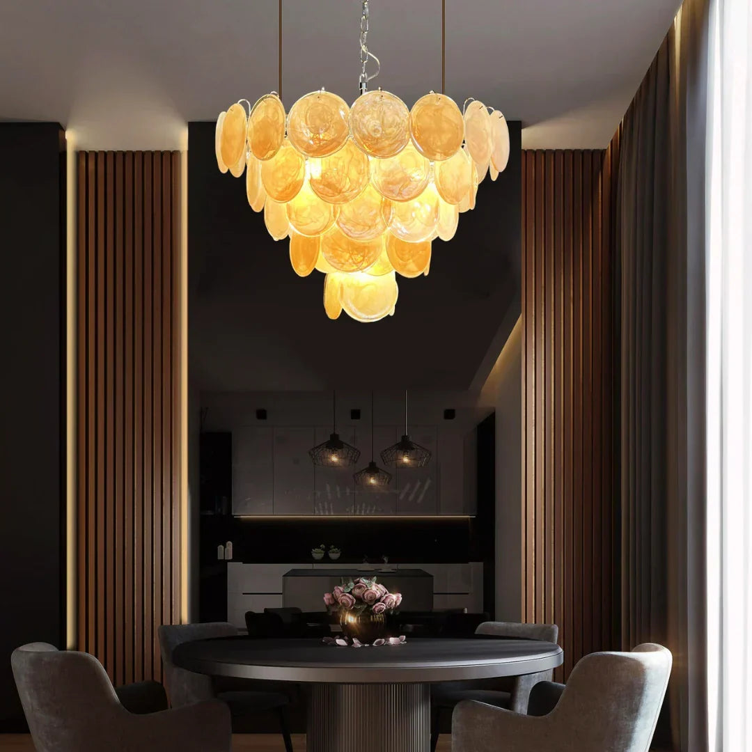 Elegant Gold Murano Disc Chandelier - view 9
