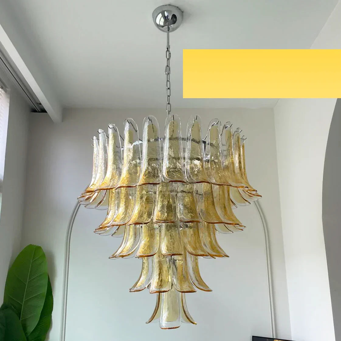 Vintage Transparent Amber Murano Petals Chandelier - view 20