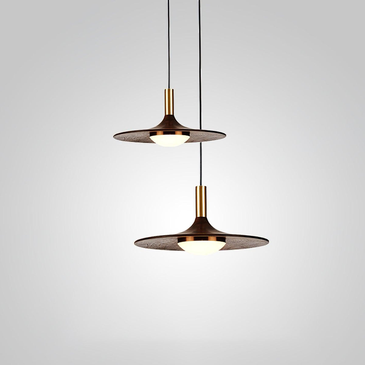 Walnut Wood Dish Pendant Light - view 9