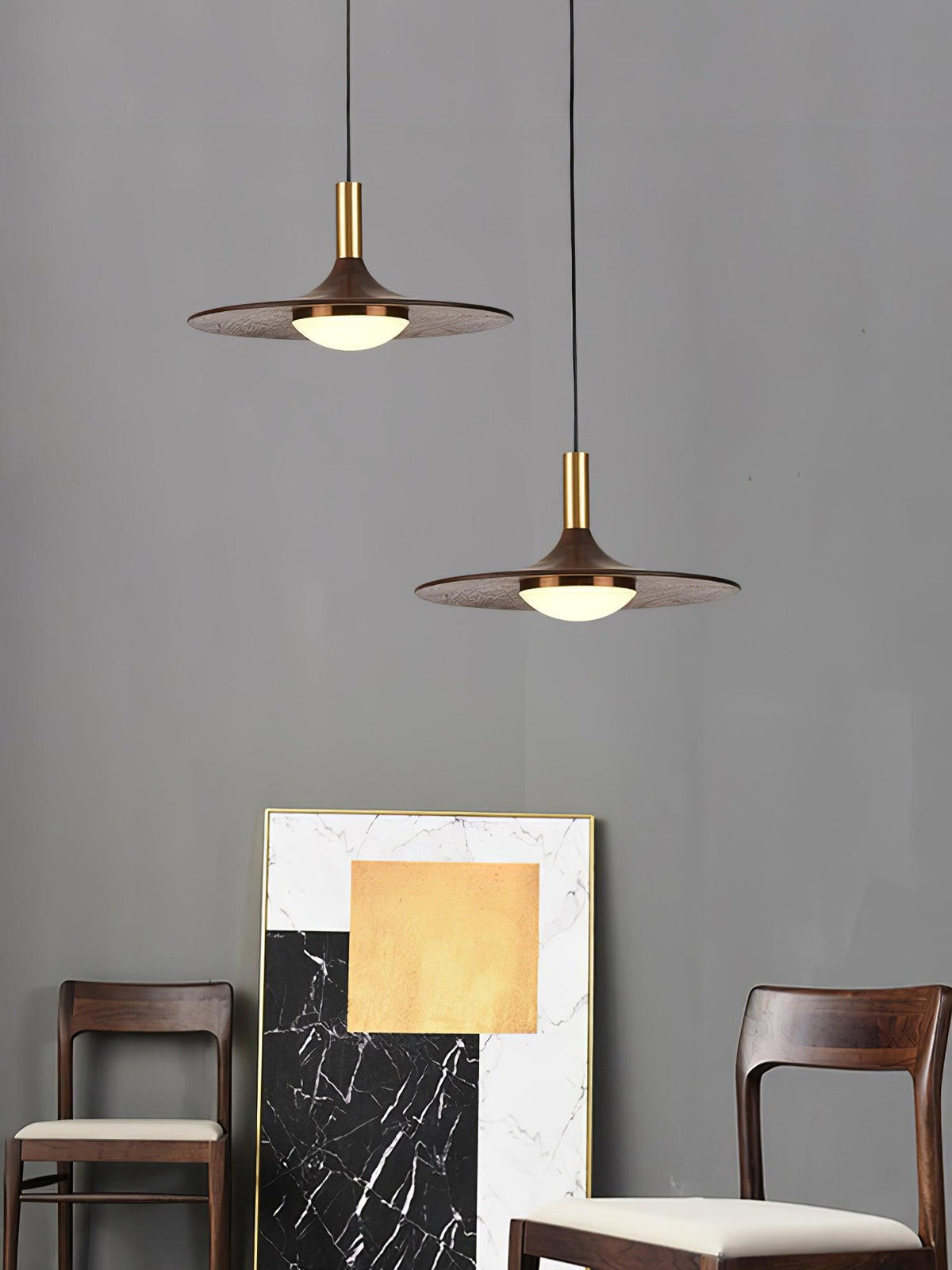 Walnut Wood Dish Pendant Light - view 12
