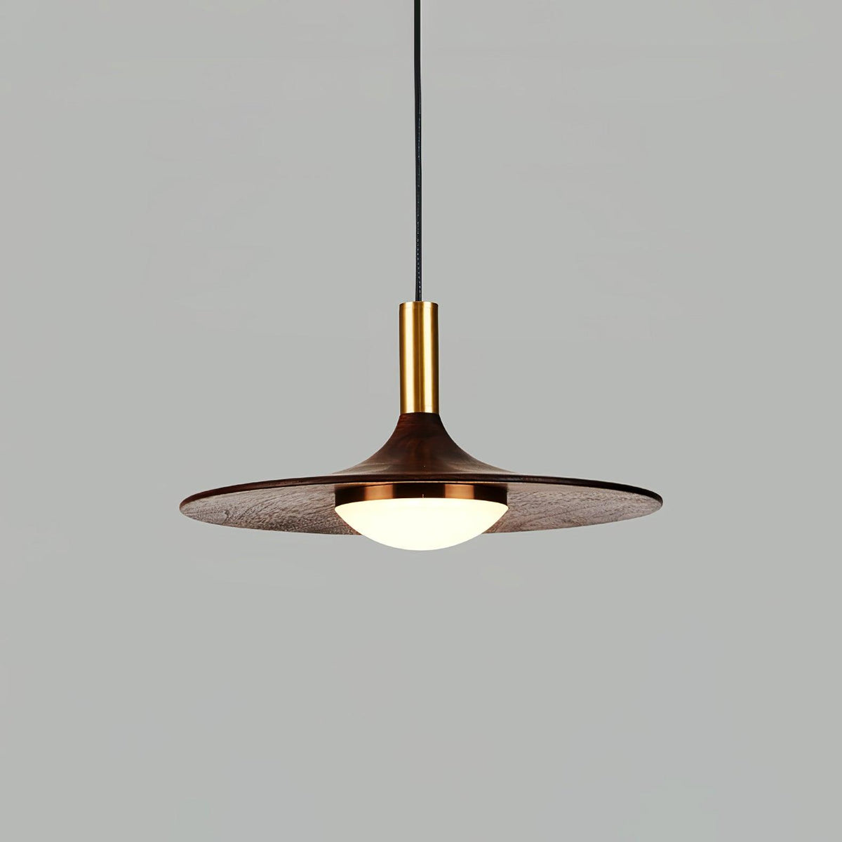 Walnut Wood Dish Pendant Light - view 23
