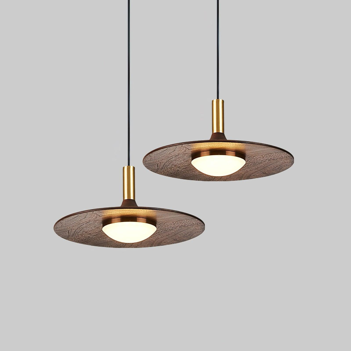 Walnut Wood Dish Pendant Light - view 17