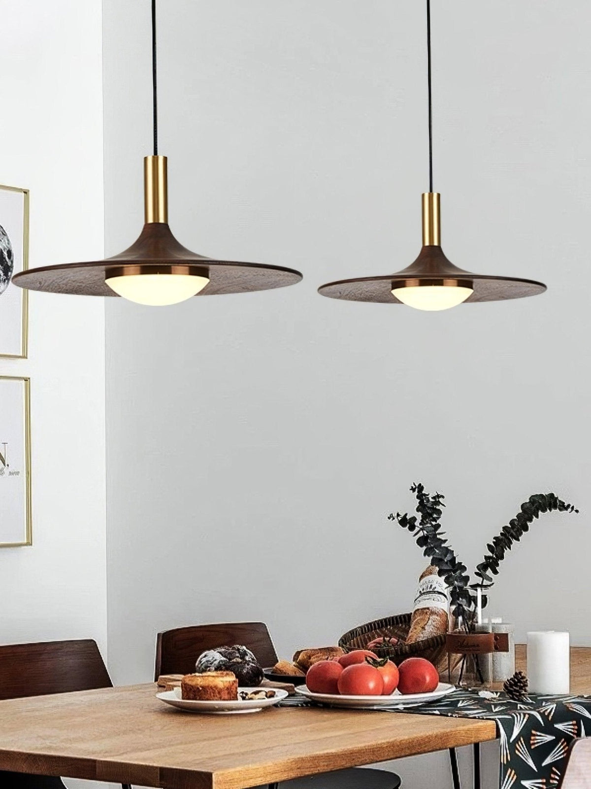 Walnut Wood Dish Pendant Light - view 18