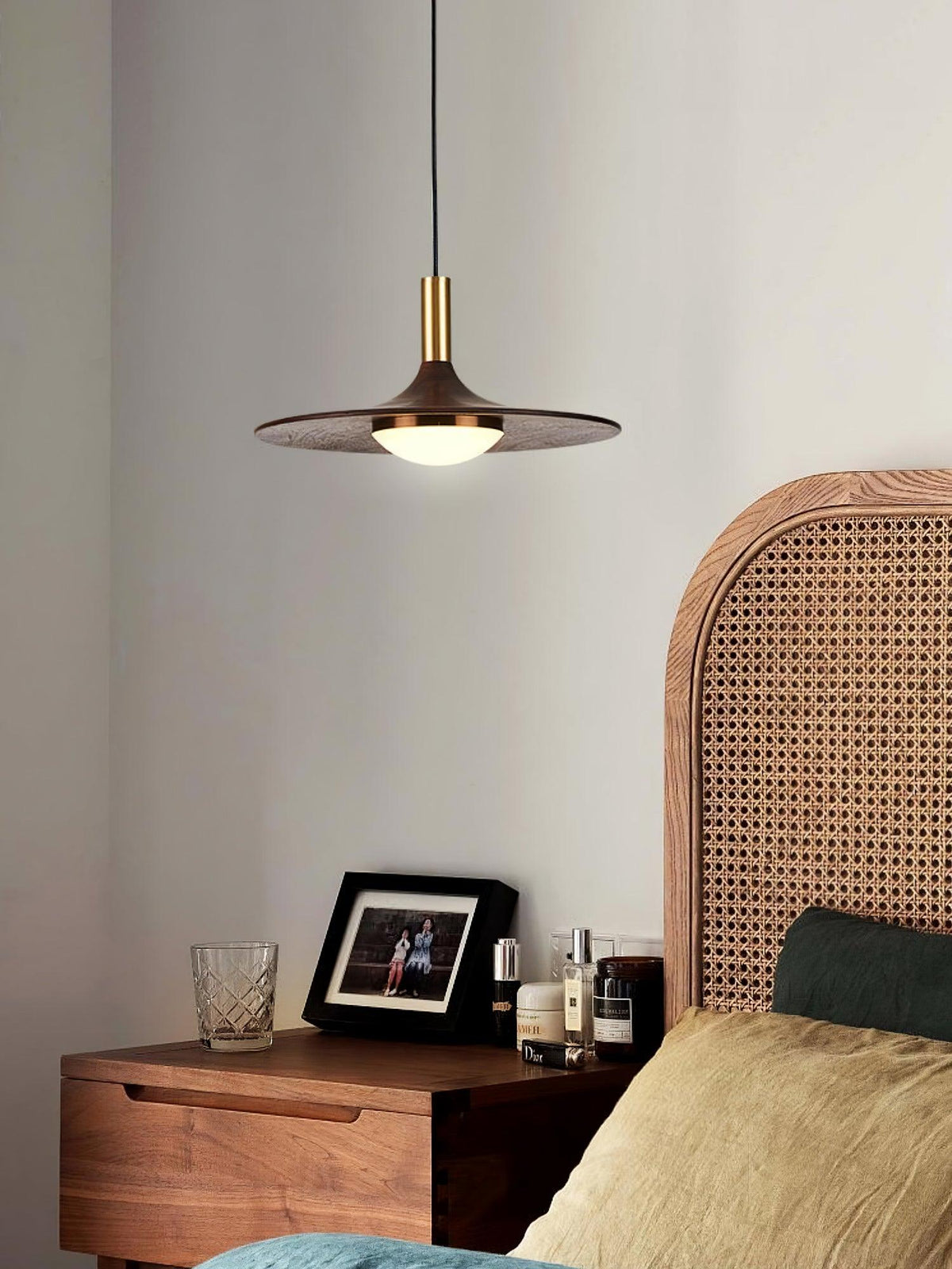 Walnut Wood Dish Pendant Light - view 20
