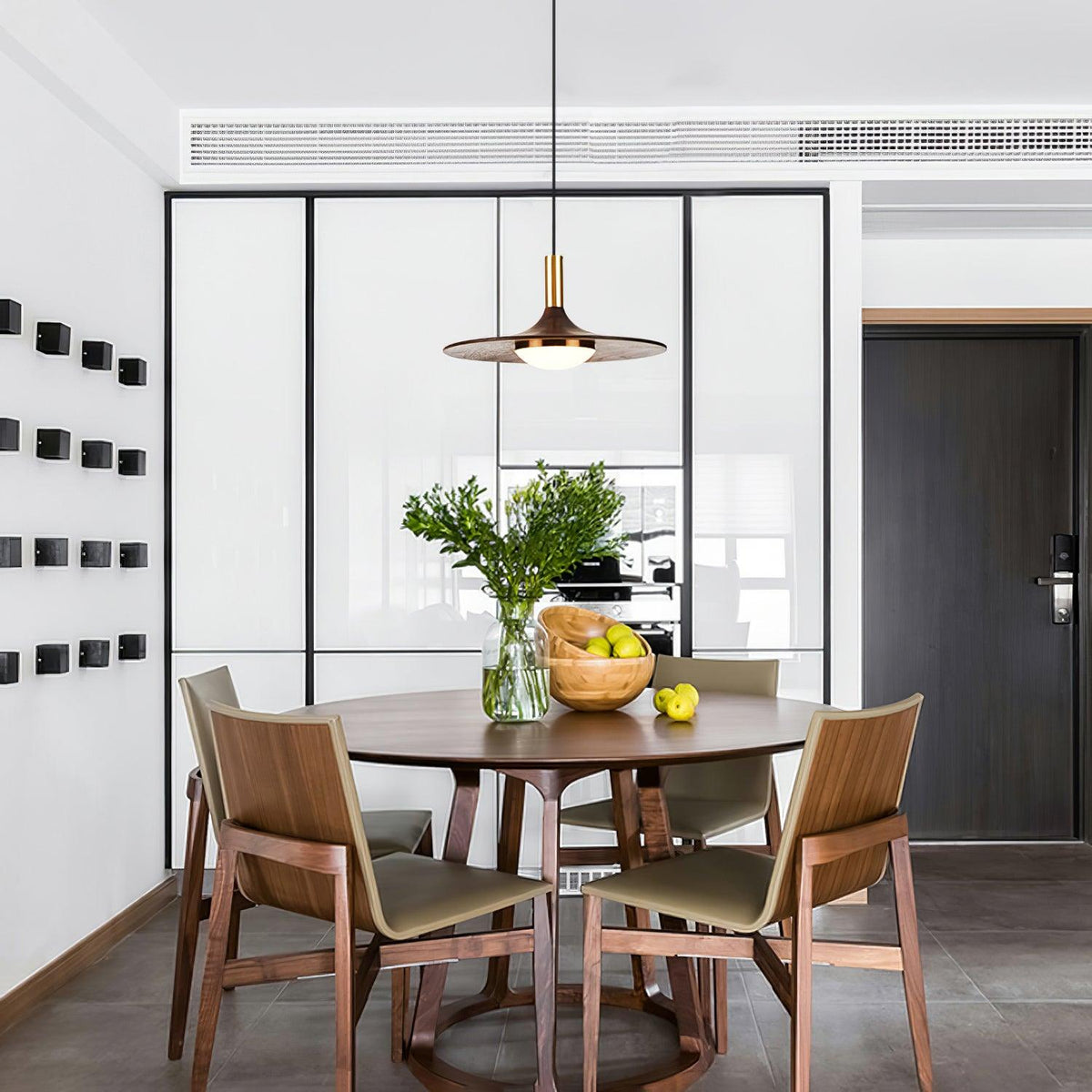 Walnut Wood Dish Pendant Light - view 26