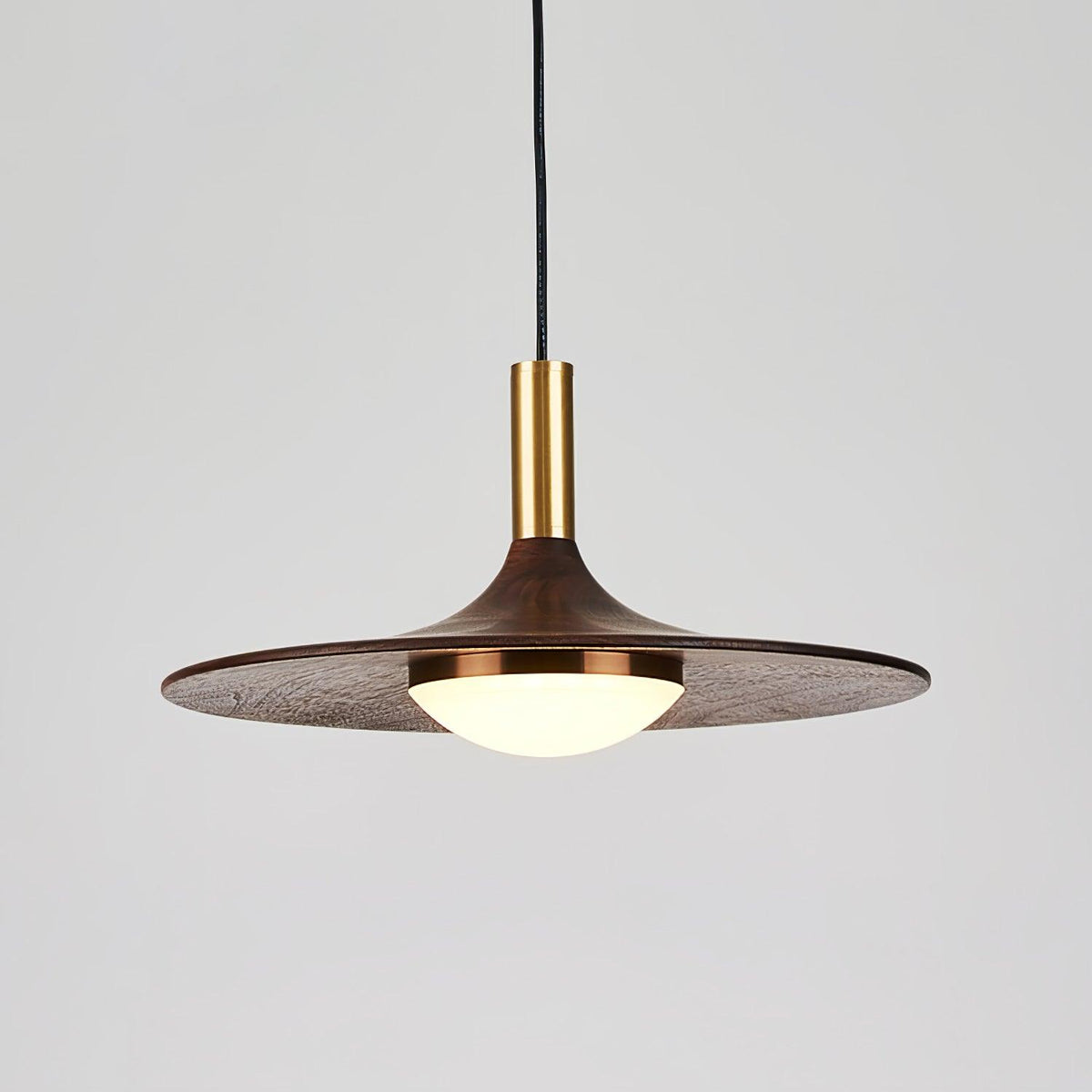 Walnut Wood Dish Pendant Light - view 27