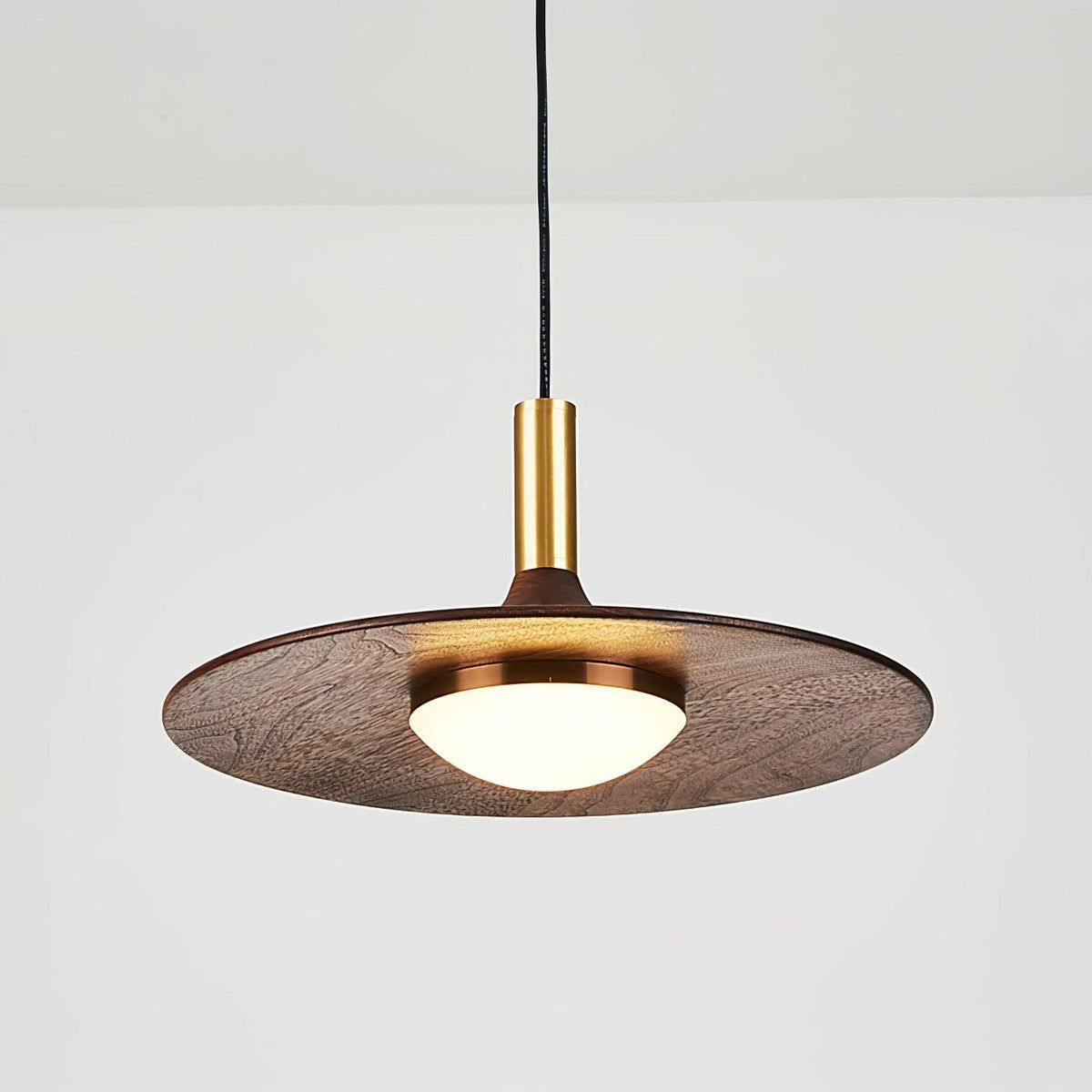 Walnut Wood Dish Pendant Light - view 28