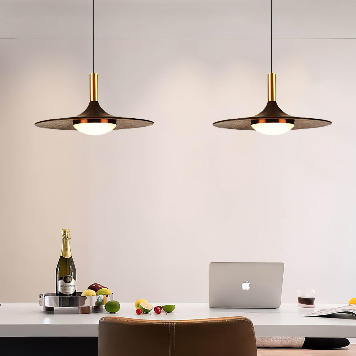 Walnut Wood Dish Pendant Light - view 29