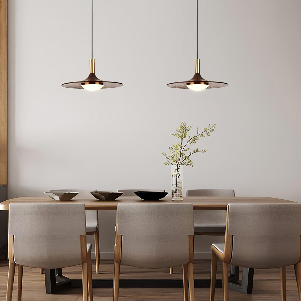 Walnut Wood Dish Pendant Light - view 31